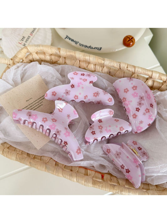 Beau - Floral Print Acrylic Hair Claw Clip