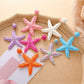 Close-up of Earedge starfish shaped drop earrings in silver finish