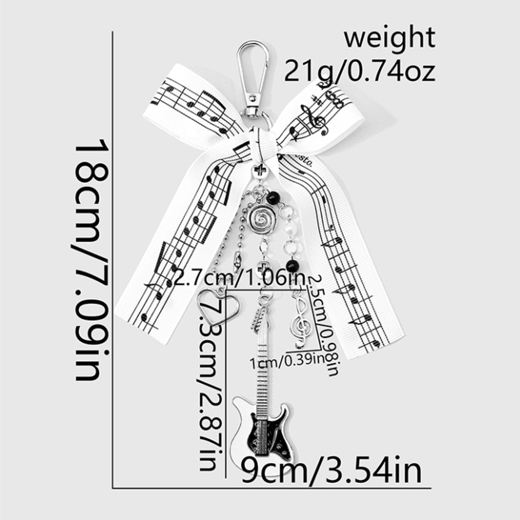 Keypus - Black and White Bow Music Charm Keychain