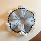 Close-up of Gifty elegant color block ruched scrunchie in soft pastel shades