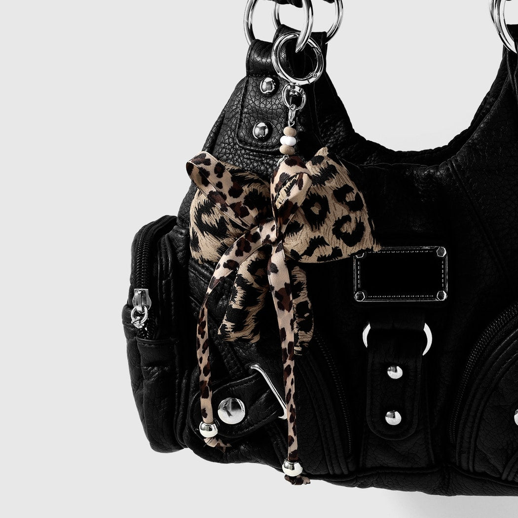 Keypus - Y2K Leopard Print Bow Heart Keychain