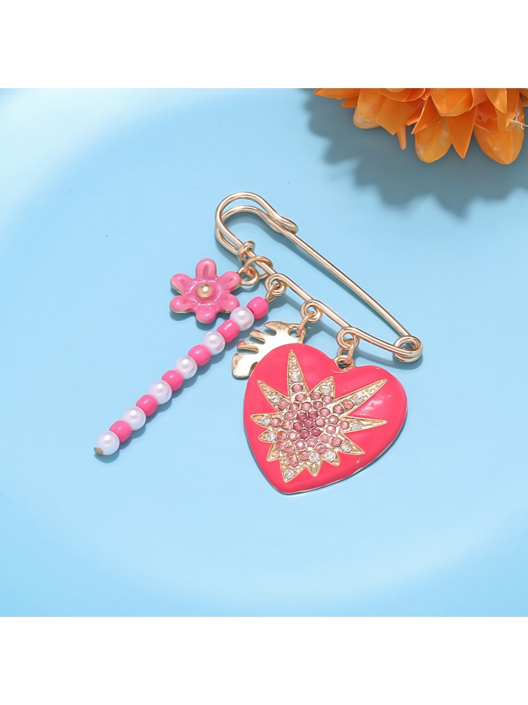 Brovia - Heart Flower Leaf Decorative Brooch Pin