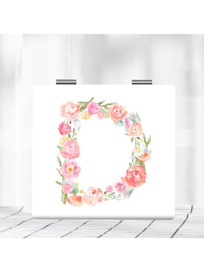 Mirroray - Elegant Floral Letter Print Compact Mirror