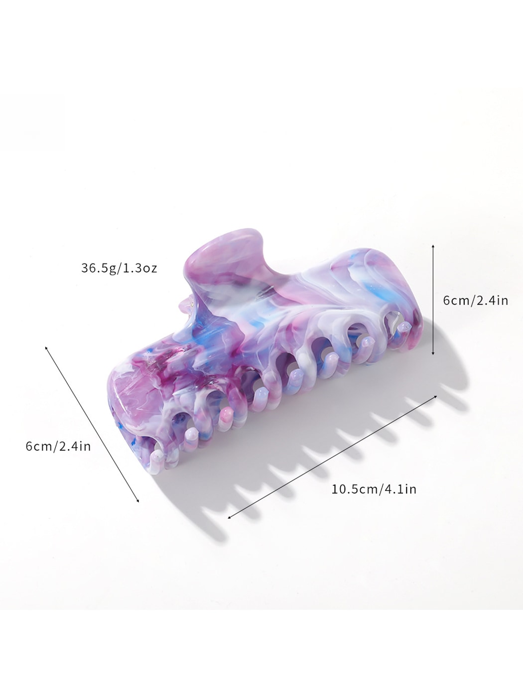 Beau - Marble Swirl Flat Plastic Hair Claw Clip