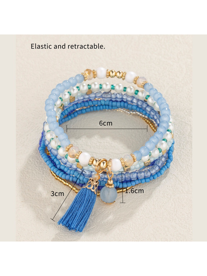 Lovra - Bohemian Layered Beaded Tassel Bracelet