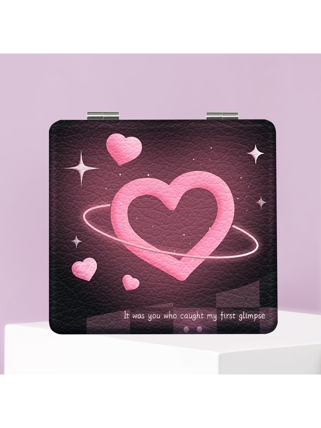 Mirroray - Y2K Heart Print Foldable Makeup Mirror