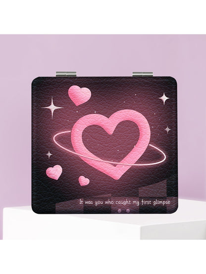 Mirroray - Y2K Heart Print Foldable Makeup Mirror