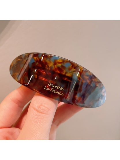 Beau - Simple Acetate Fiber Alloy Oval French Barrette