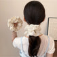 Gifty - Ruffled Floral Polyester Mesh Look Scrunchie