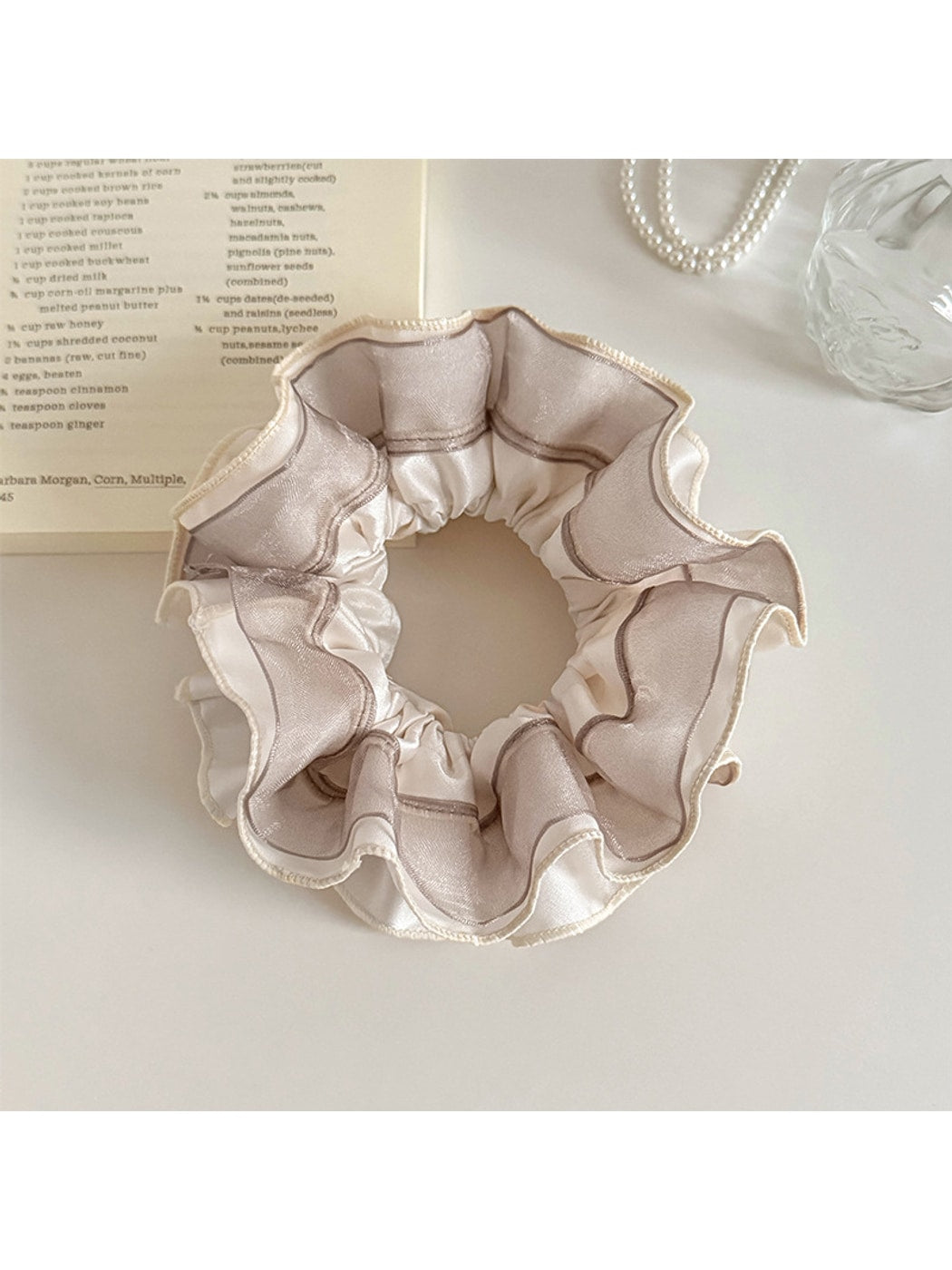 Gifty - Satin Look Mesh Patchwork Ruched Scrunchie