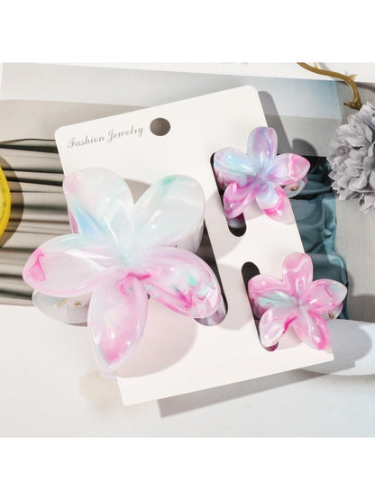Beau - Marbled Frangipani Hair Clips Set