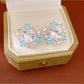 Earedge - Alloy Heart Flower Detail Stud Earrings