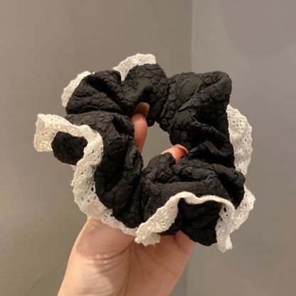 Gifty - Retro Lace Ruffle Fabric Hair Scrunchie