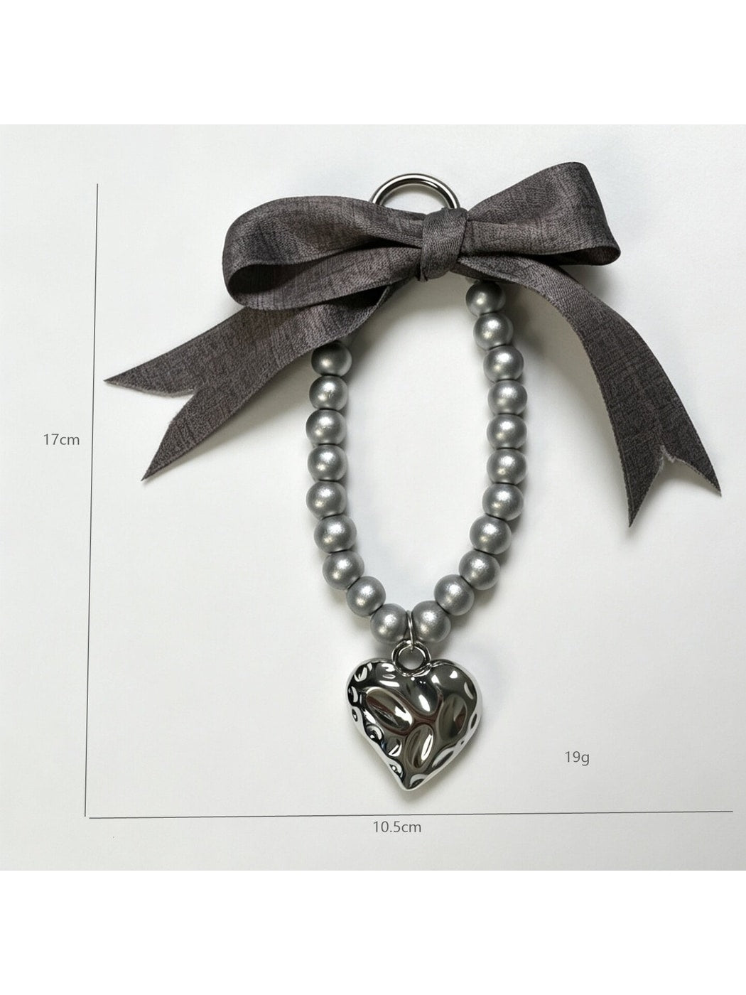Keypus - Ribbon Bow Beaded Heart Pendant Bag Charm Keychain