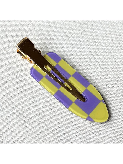 Beau - Geometric Checker Acetate Side Hair Clip