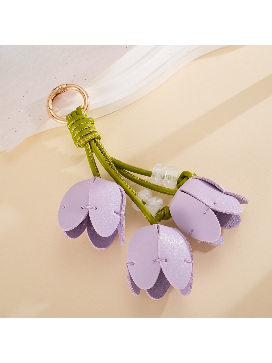 Keypus - Faux Leather Tulip Flower Bag Charm Keychain