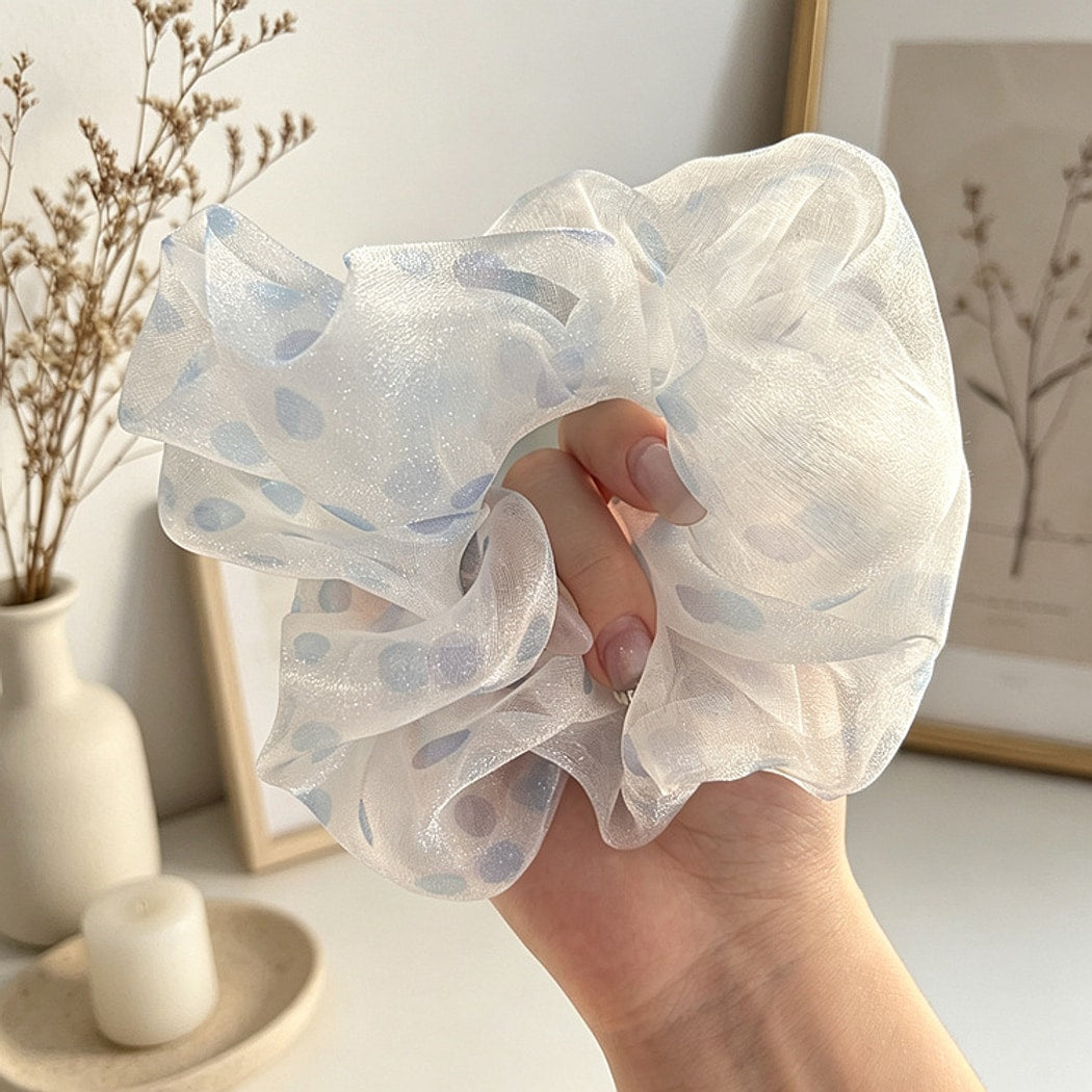 Gifty - Pastel Toned Sheer Polka Dot Scrunchie