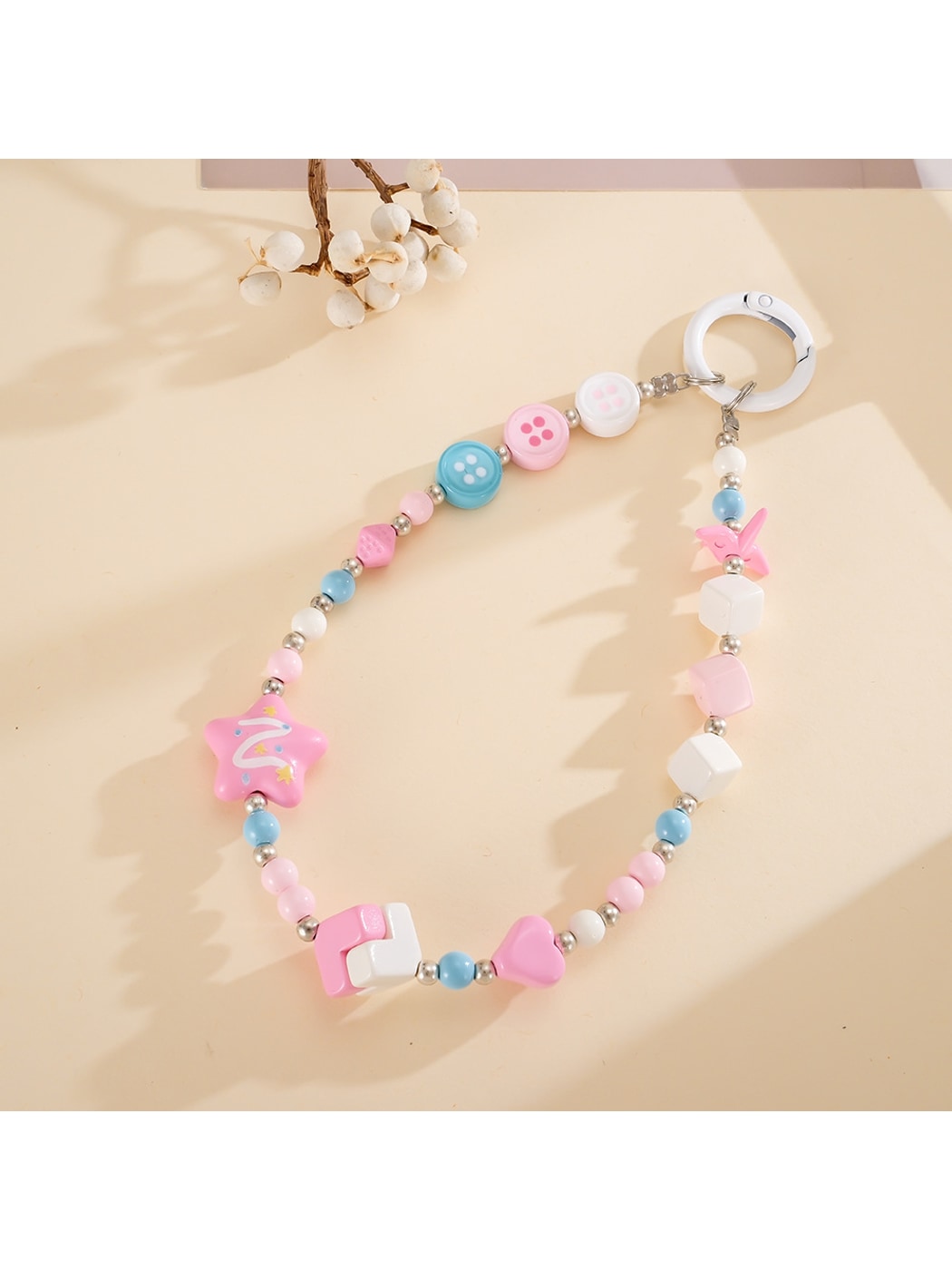 Keypus - Color Block Square Bead Beaded Phone Charm