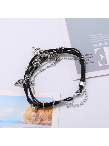 Lovra - Bohemian Leaf Beaded Layered Bracelet