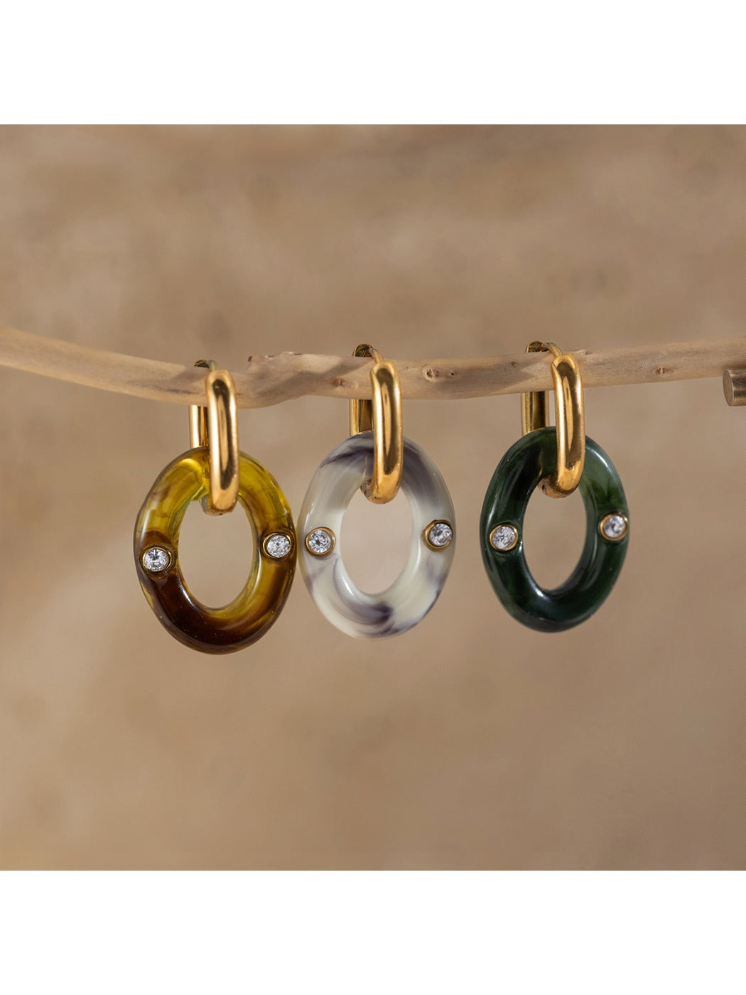 Earedge - Vintage Ombré Hoop Drop Earrings