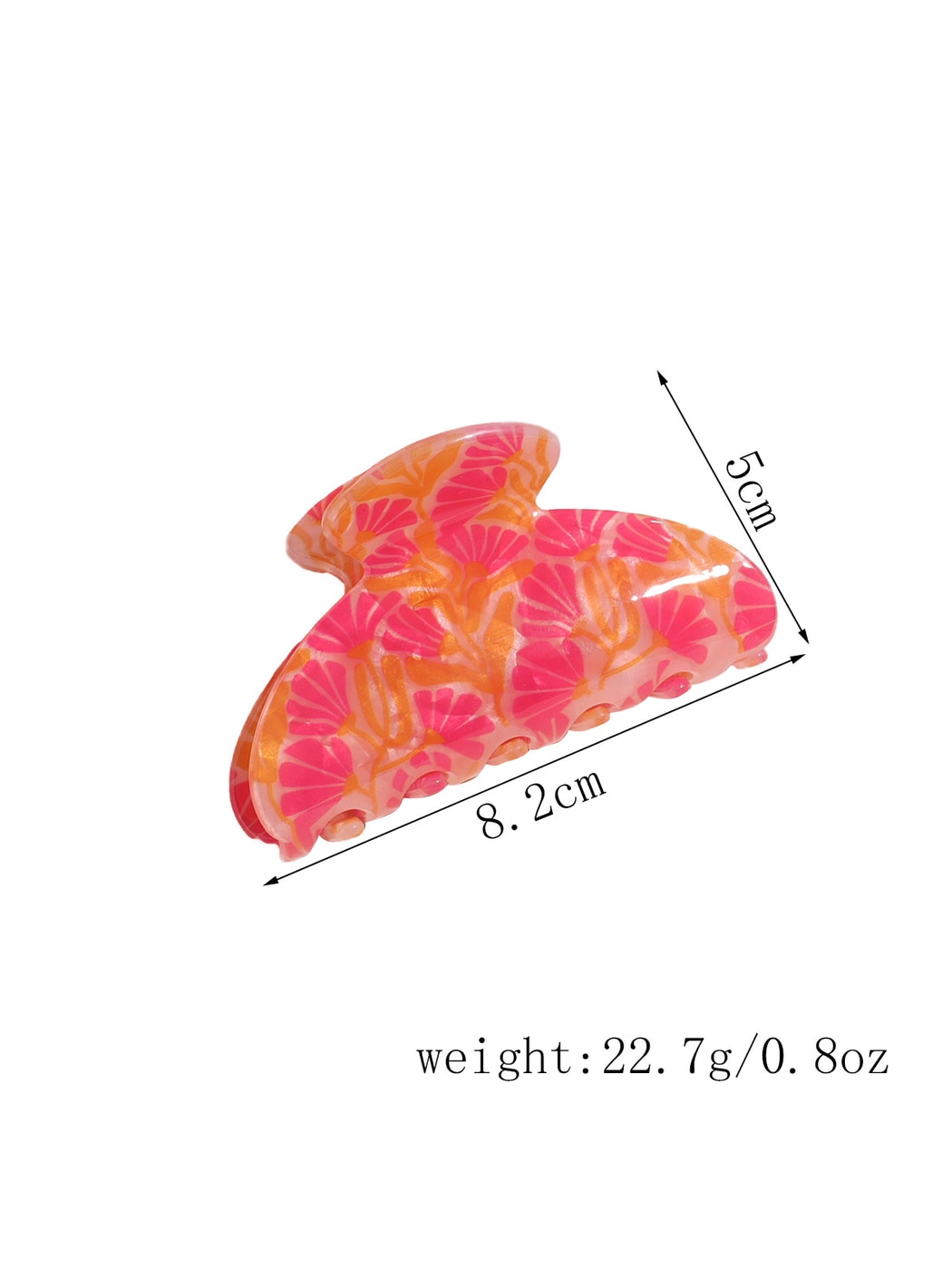 Beau - Half Circle Flower Print Painted Hair Claw Clip