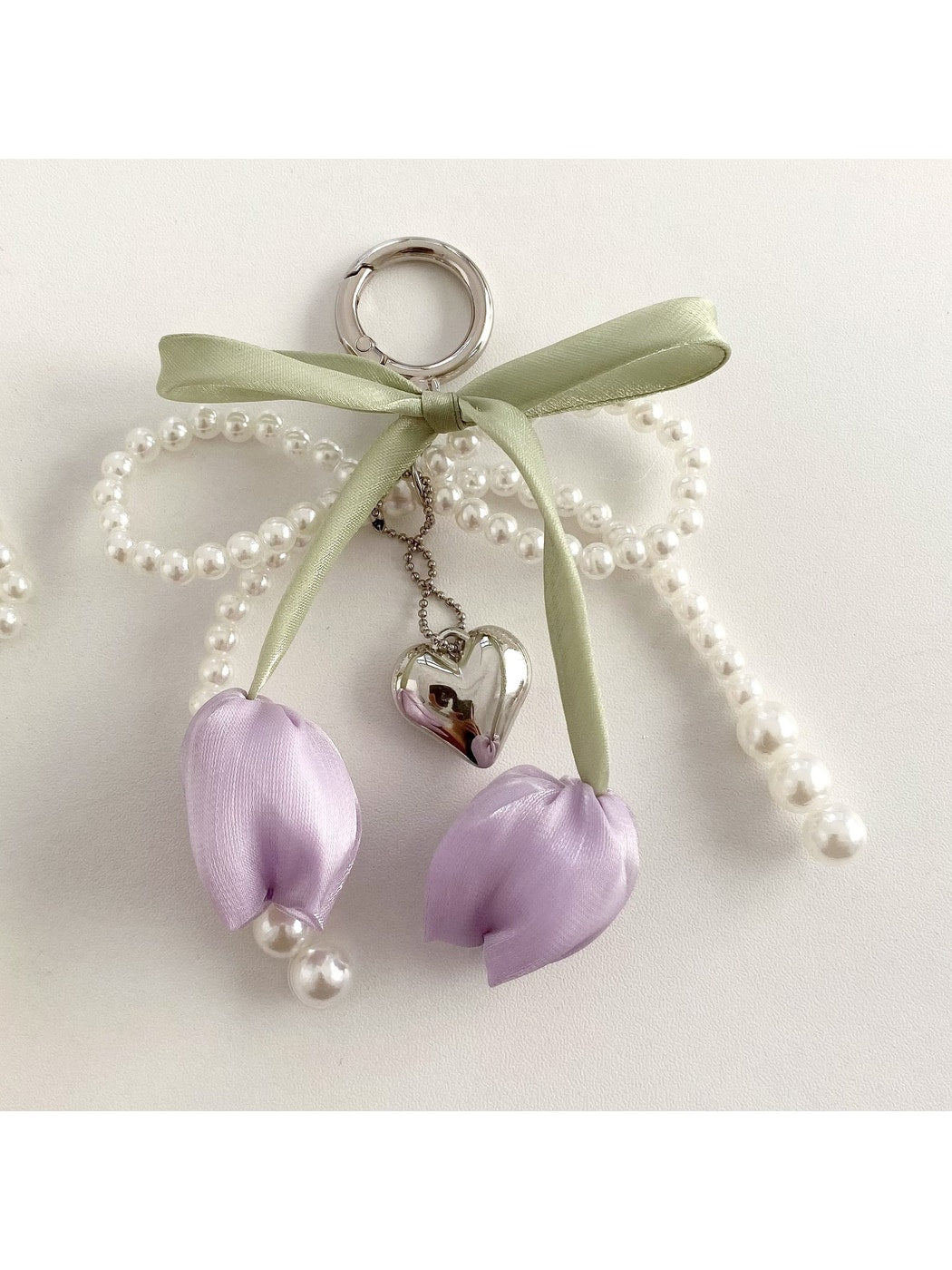 Keypus - Beaded Bow Tulip Bag Charm Keychain