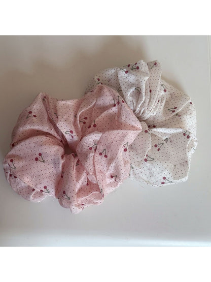 Gifty - Adorable Cherry Polka Dot Ruched Scrunchie