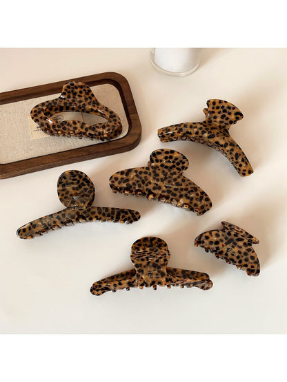 Beau - Vintage Leopard Print Minimalist Claw Clip