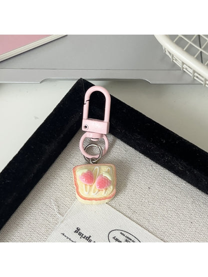 Keypus - Cartoon Strawberry Pastry Bag Charm Keychain