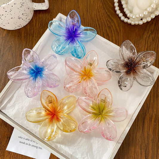 Beau - Glitter Flower Shaped Sweet Claw Clip
