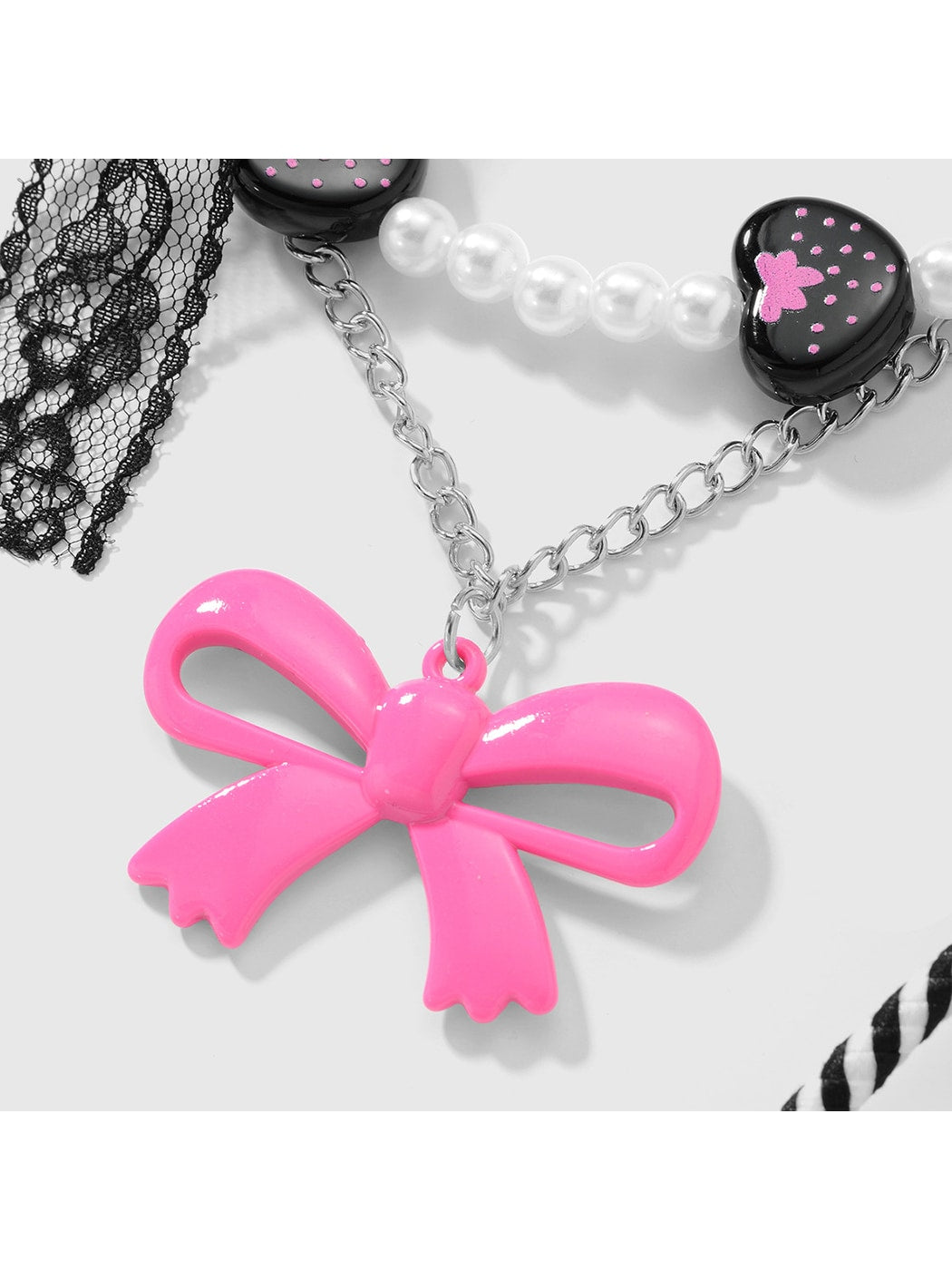 Keypus - Lace Bow Beaded Retro Style Bag Charm Keychain