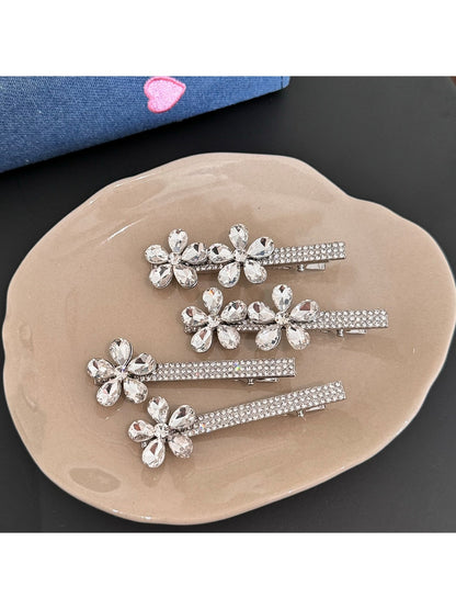 Beau - Alloy Rhinestone Flower Side Bangs Hair Clip