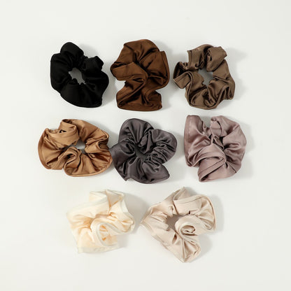 Gifty - Solid Color Satin Scrunchie with Ruffle Detail