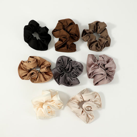 Gifty - Solid Color Satin Scrunchie with Ruffle Detail