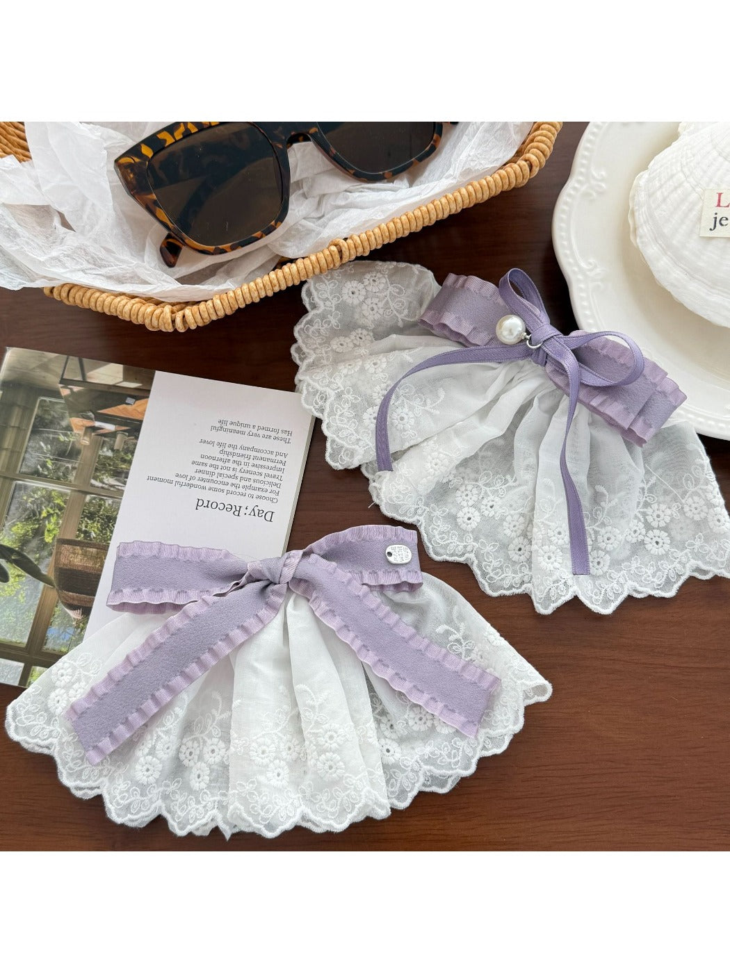 Beau - Layered Lace Bow Accent Hair Clip