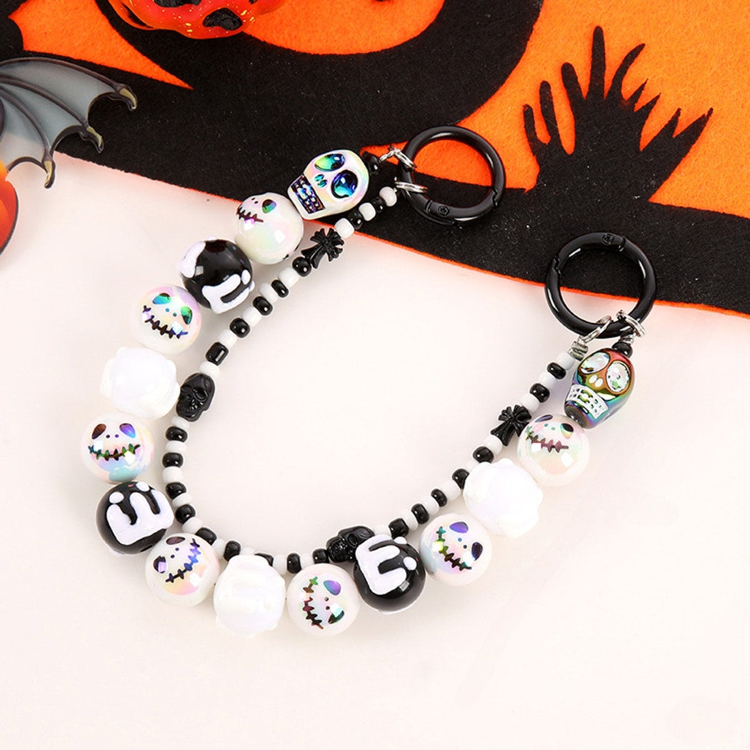 Keypus - Halloween Skull Ghost Beaded Keychain