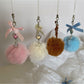 Keypus - Beaded Heart Bow Pom Pom Bag Charm Keychain