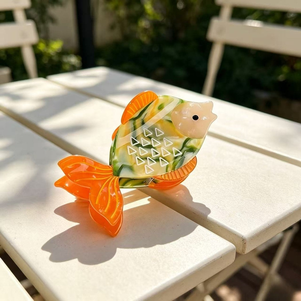 Beau - Glossy Acetate Goldfish Design Claw Clip