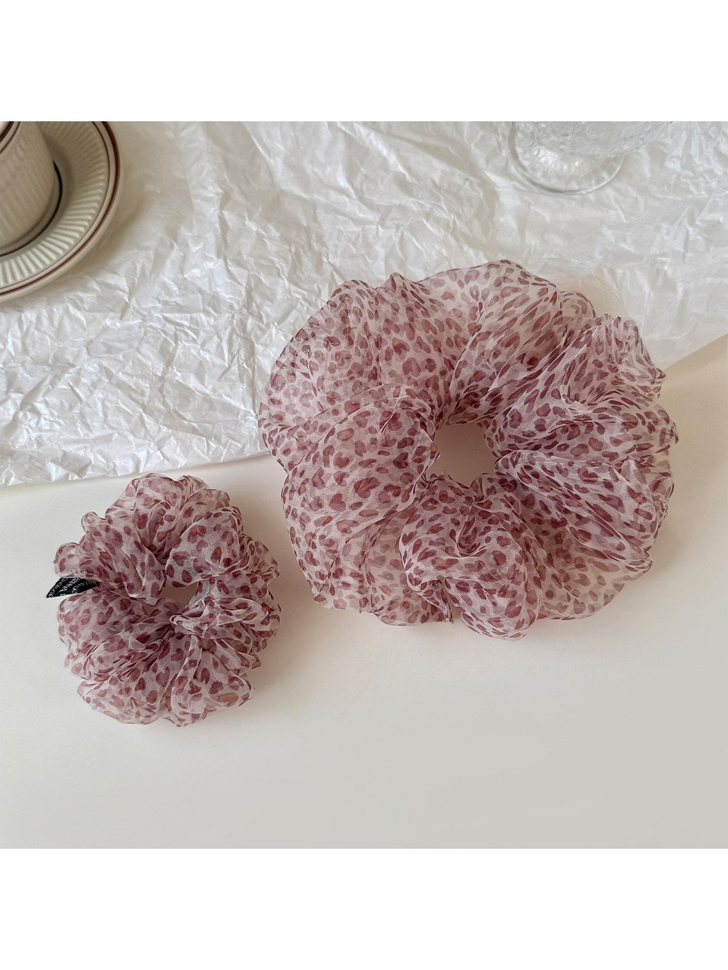 Gifty - Floral Print Ruffled Organza Look Scrunchie