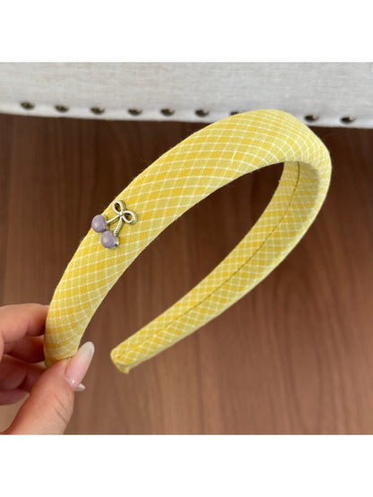 Gifty - Yellow Plaid Scrunchie Hair Clip and Headband
