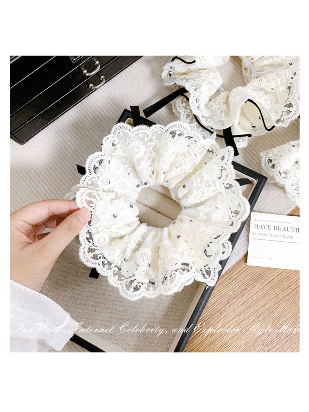 Gifty - Dot Double-layer Lace Hair Ring