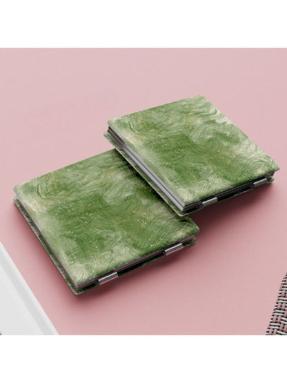 Mirroray - Green Textured Pattern Square Compact Mirror