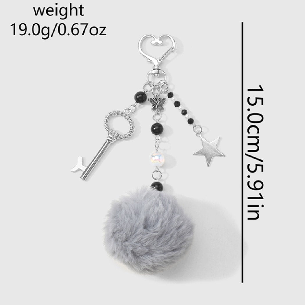 Keypus - Y2K Fuzz Ball and Cross Design Keychain