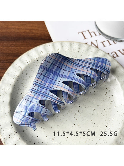 Beau - Glossy Plaid Acetate Hair Claw Clip