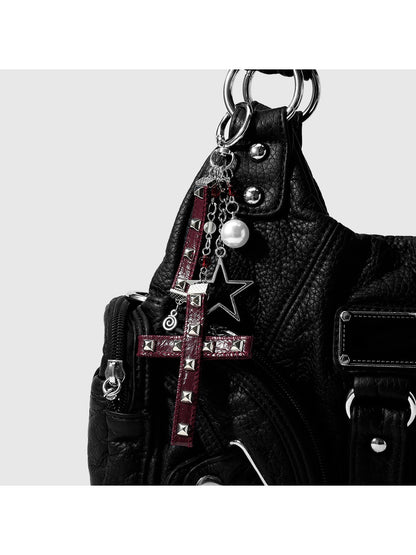 Keypus - Retro Studded Cross Star Music Note Keychain