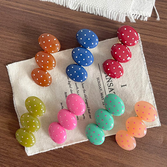 Beau - Sweet Oval Shaped Polka Dot Hair Clip