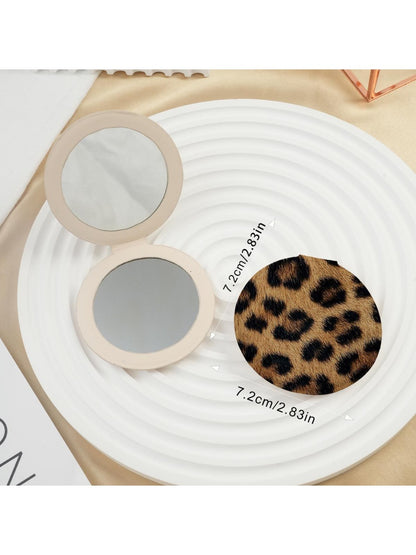 Mirroray - Vintage Leopard Print Round Compact Mirror