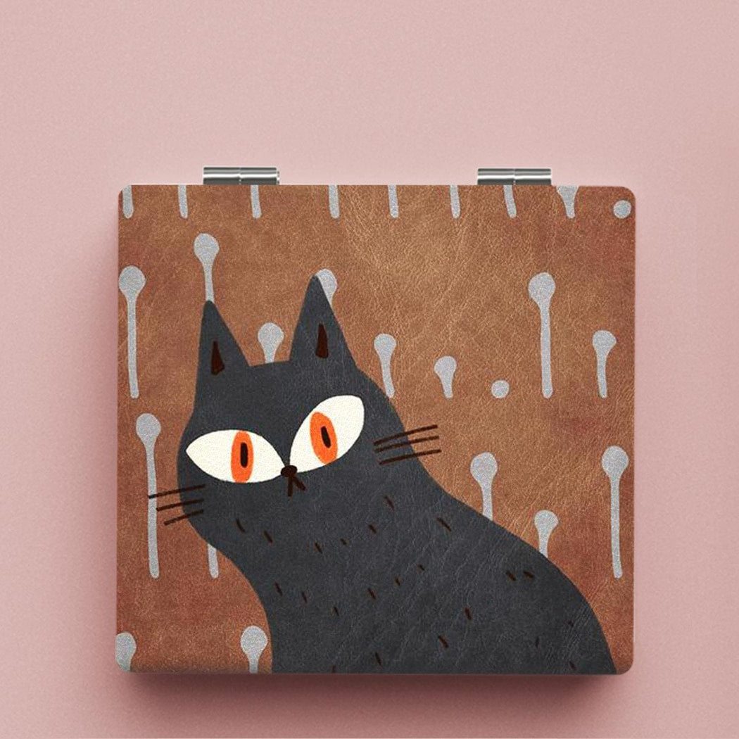 Mirroray - Cartoon Cat Print Folding Makeup Mirror