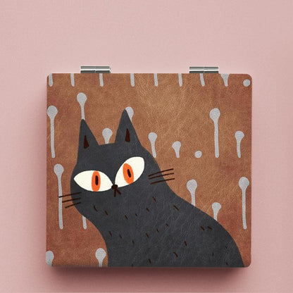 Mirroray - Cartoon Cat Print Folding Makeup Mirror