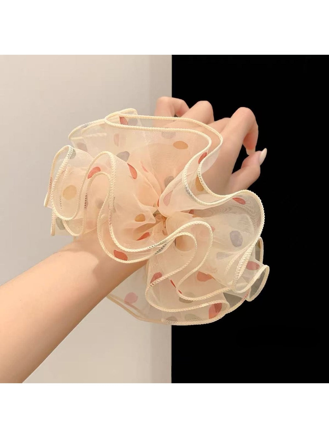 Gifty - Sheer Polka Dot Mesh Layered Scrunchie